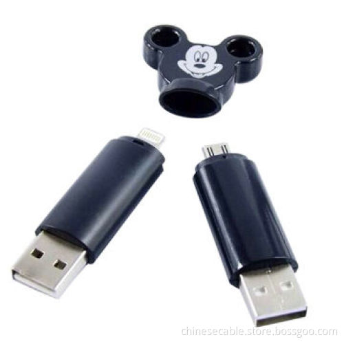 Mickey head mini Key Chain 8-pin USB Cable with Charge and Sync Function